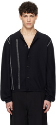 COMMAS Black Yarn Stripe Collared Cardigan