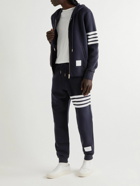 Thom Browne - Tapered Striped Ribbed Cotton-Jersey Sweatpants - Blue