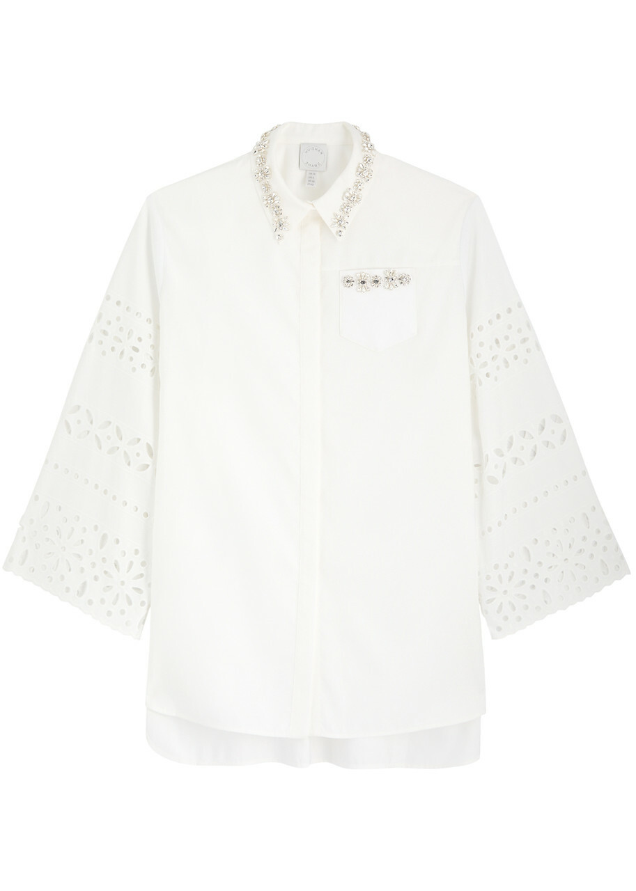 Huishan Zhang Logan Crystal-embellished Faille Shirt White