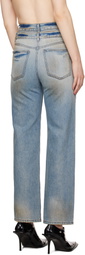 Juun.J Blue Double Waist Dirty Jeans