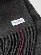 Burberry - Fringed Checked Wool and Cashmere-Blend Scarf