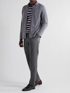 Stòffa - Tapered Pleated Peached-Cotton Trousers - Gray