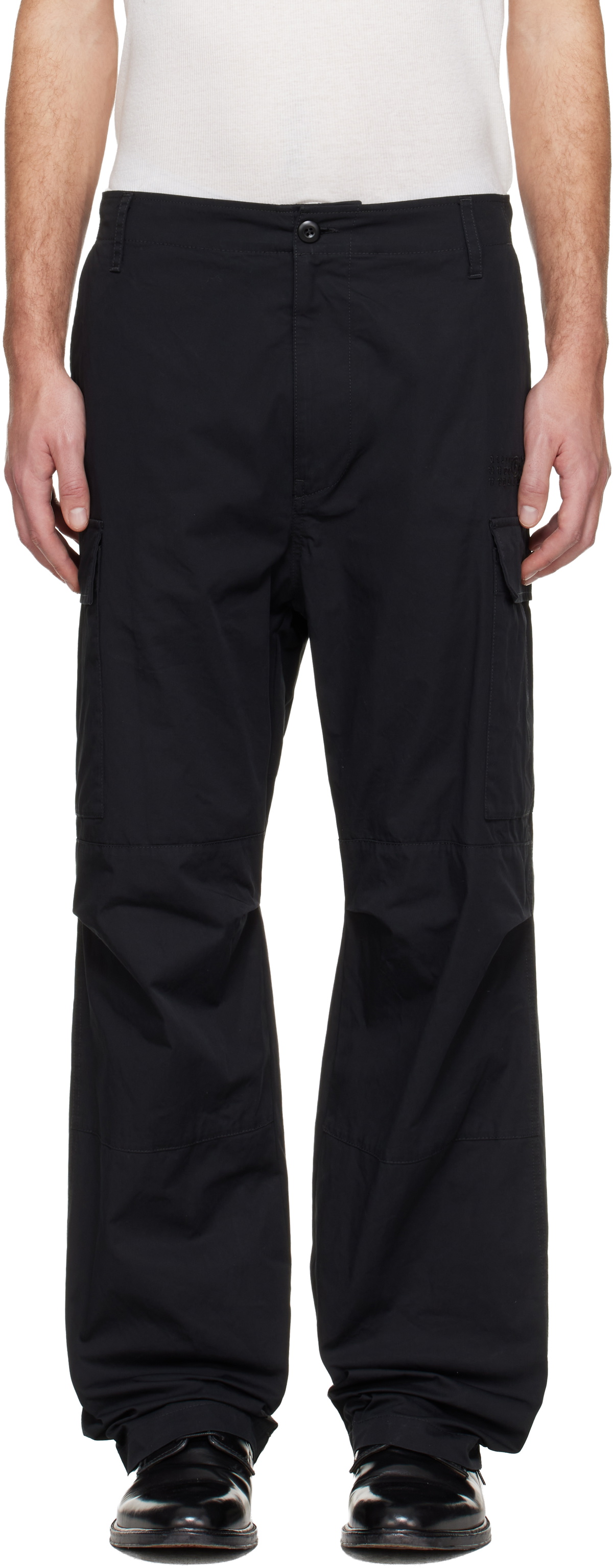 MM6 Maison Margiela Black Embroidered Logo Cargo Pants MM6 Maison