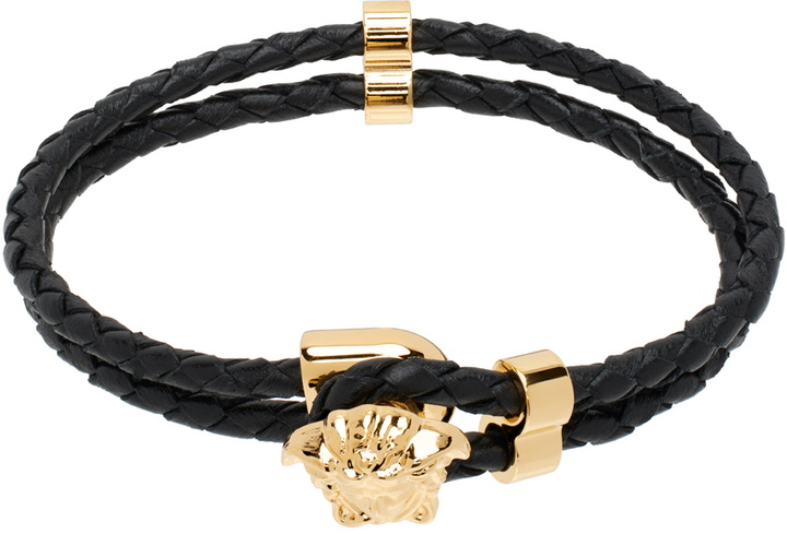 Photo: Versace Black Medusa Braided Leather Bracelet