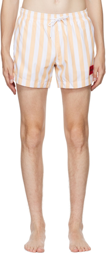 Photo: Hugo White & Yellow Striped Swim Shorts