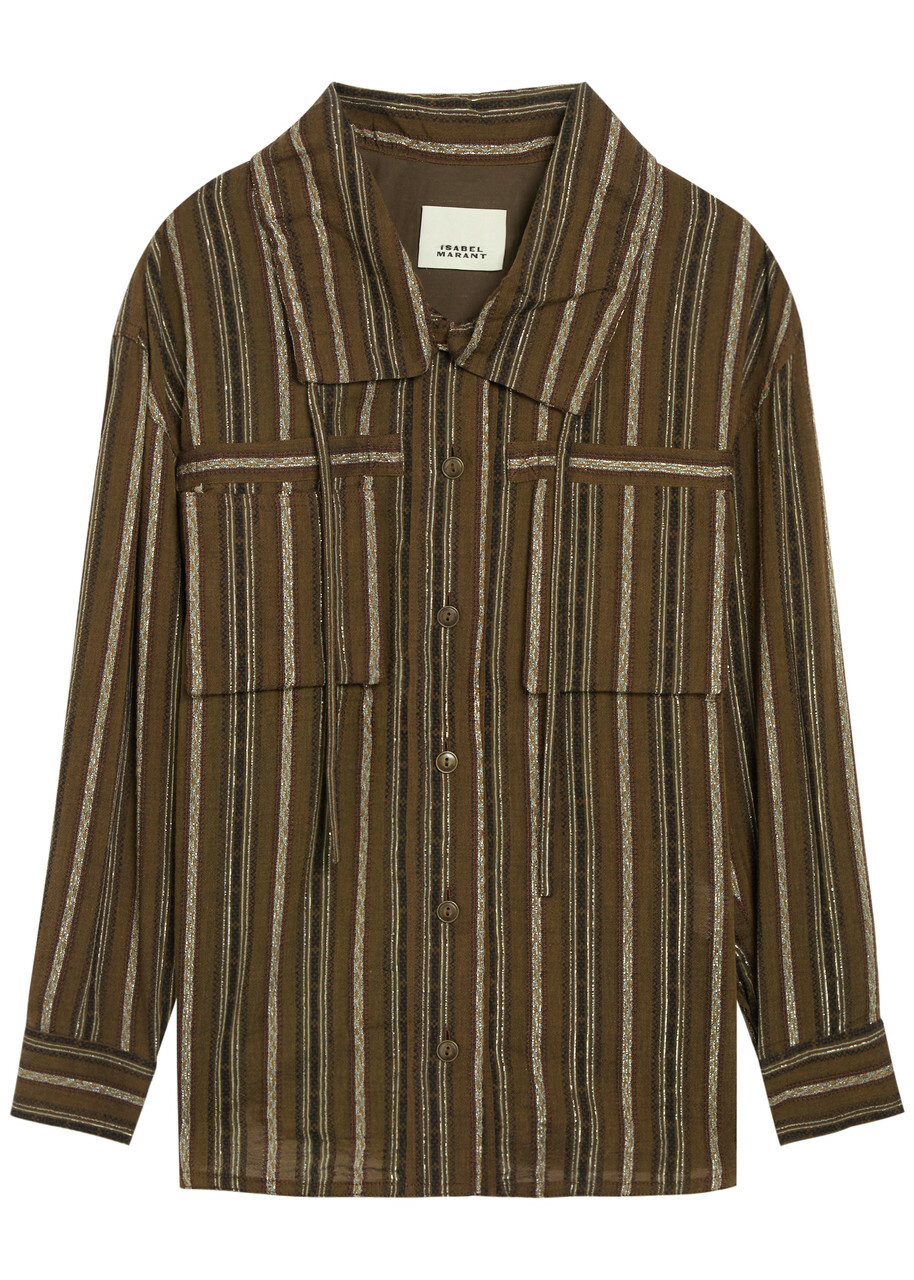 Isabel Marant Chelia Striped Cotton-blend Shirt Bronze