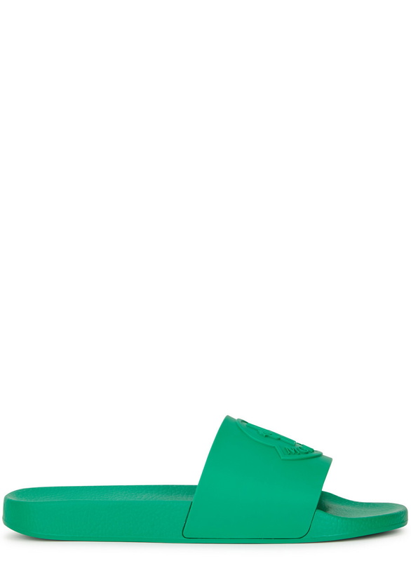 Photo: Moncler Basile Logo Rubber Sliders Green
