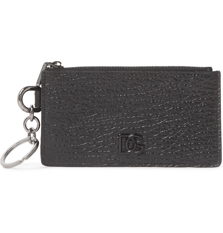 Photo: Dolce & Gabbana - Logo-Appliquéd Full-Grain Leather Zipped Cardholder - Black