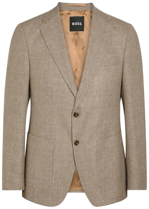 Photo: Boss Hutson Wool and Linen-blend Blazer Beige