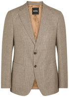 Boss Hutson Wool and Linen-blend Blazer Beige