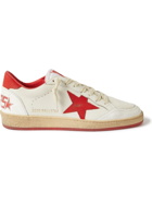Golden Goose - Ballstar Distressed Leather Sneakers - White
