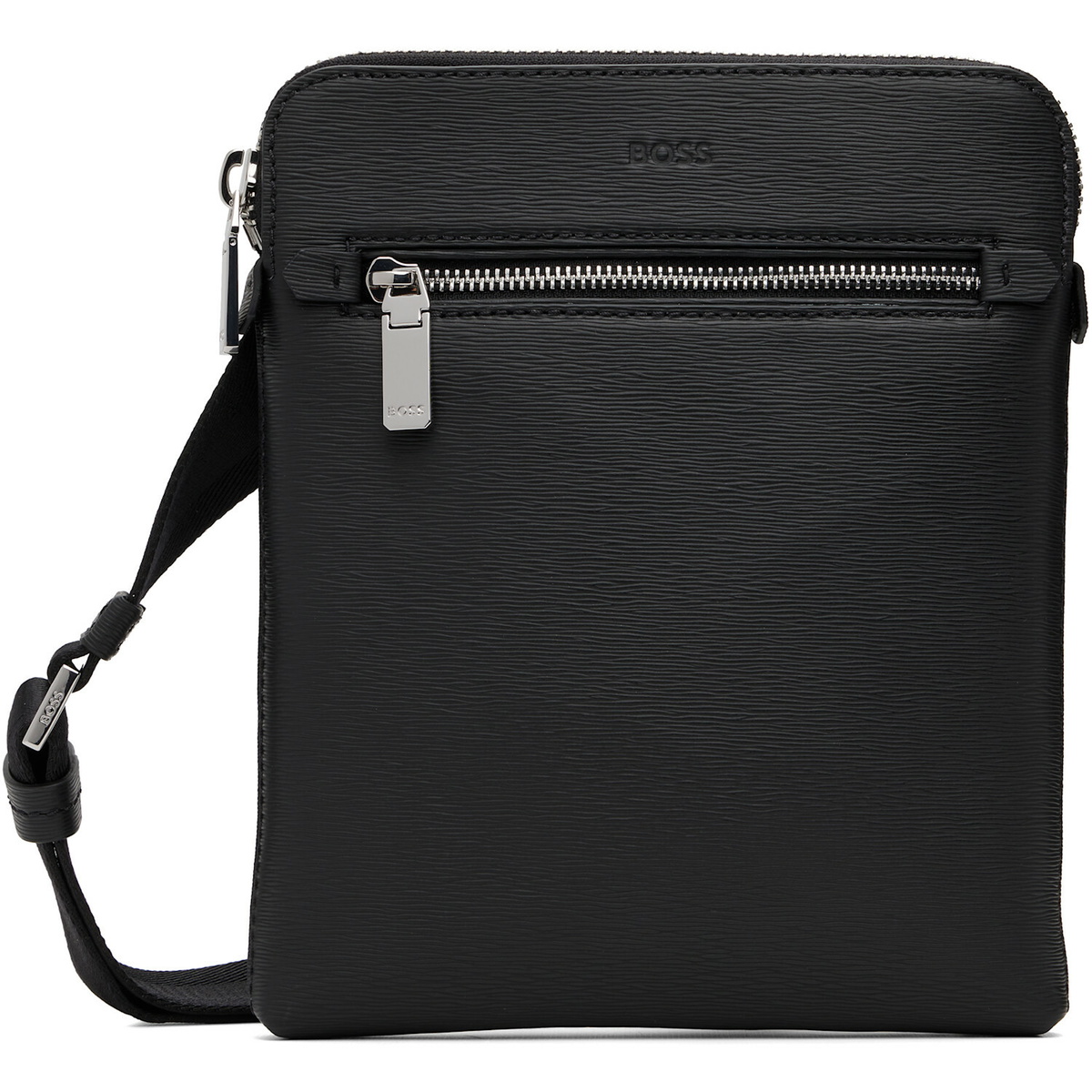 BOSS Black Leather Embossed Logo Envelope Pouch