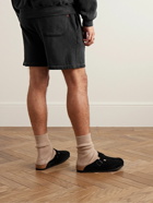 CHERRY LA - Baja Straight-Leg Logo-Embroidered Cotton-Jersey Drawstring Shorts - Black