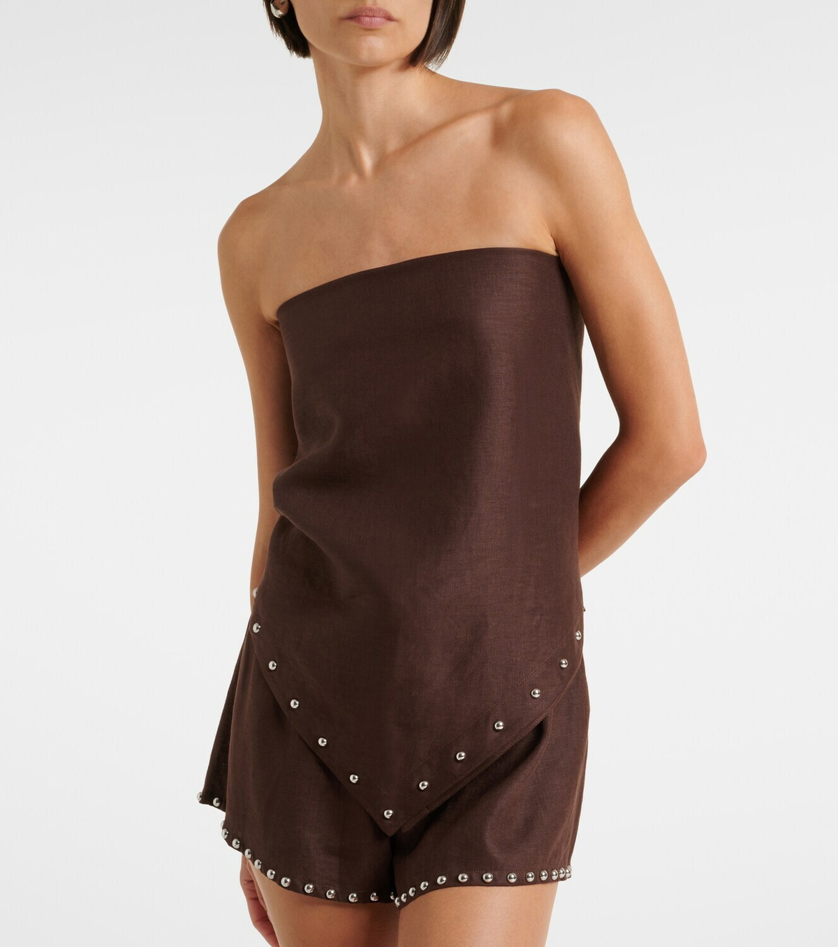 Staud Samara embellished linen top