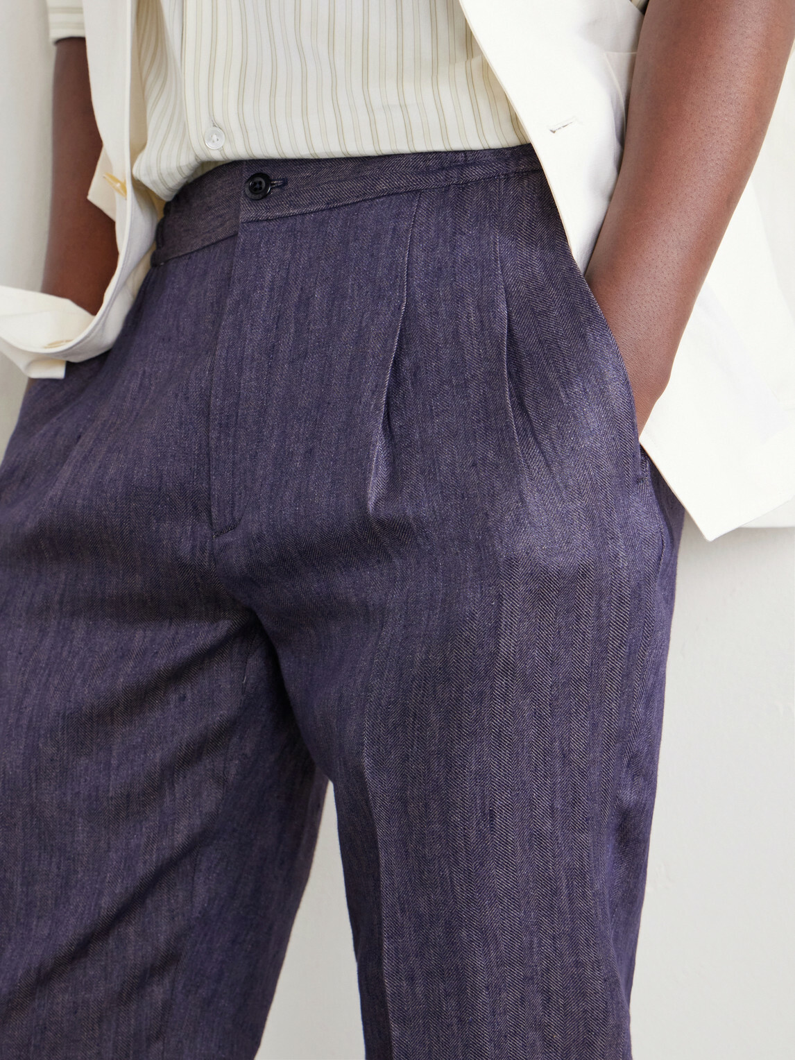 Rubinacci - Straight-Leg Linen Trousers - Blue