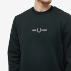 Fred Perry Authentic Men's Embroidered Crew Sweat in Night Green
