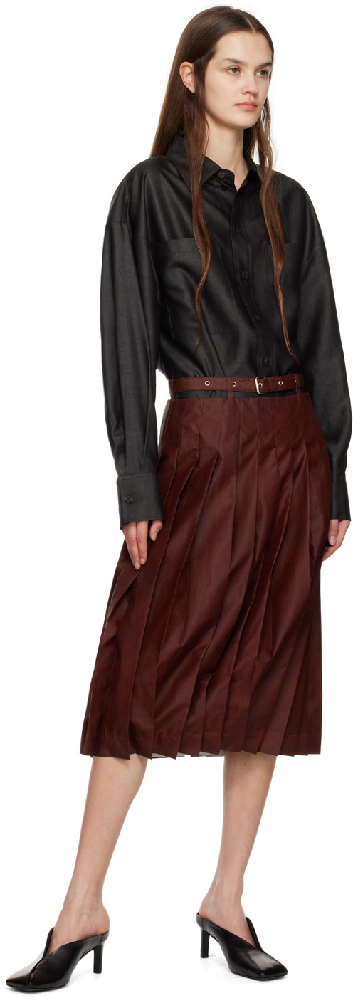 UMBER POSTPAST Brown Pleated Midi Skirt