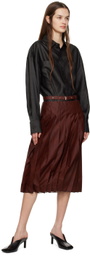 UMBER POSTPAST Brown Pleated Midi Skirt