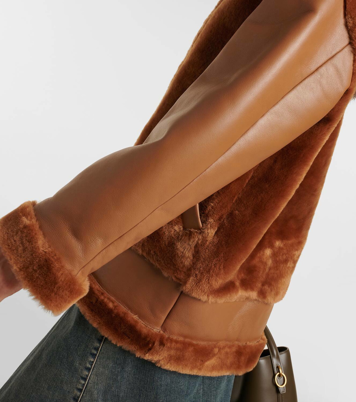 Blancha Shearling-trimmed leather jacket Blancha