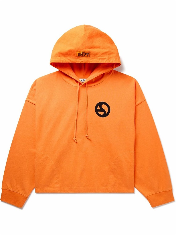 Photo: Acne Studios - Fester H U Logo-Print Cotton-Jersey Hoodie - Orange