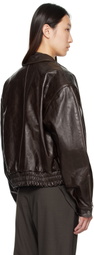Paloma Wool Brown Mini Lora Leather Jacket