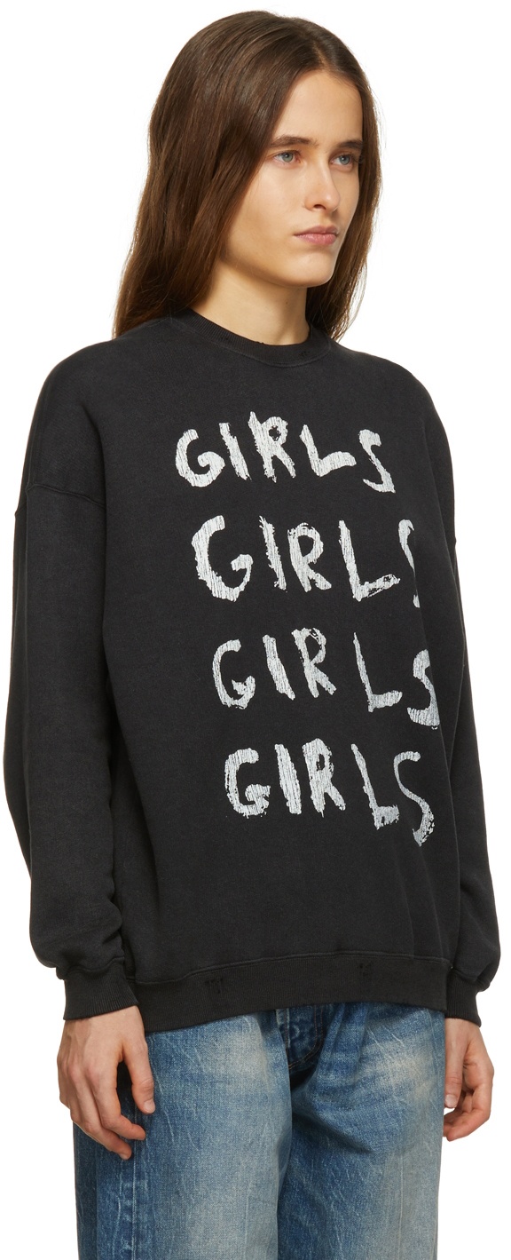 R13 Black 'Girls Girls' Oversized Sweatshirt R13