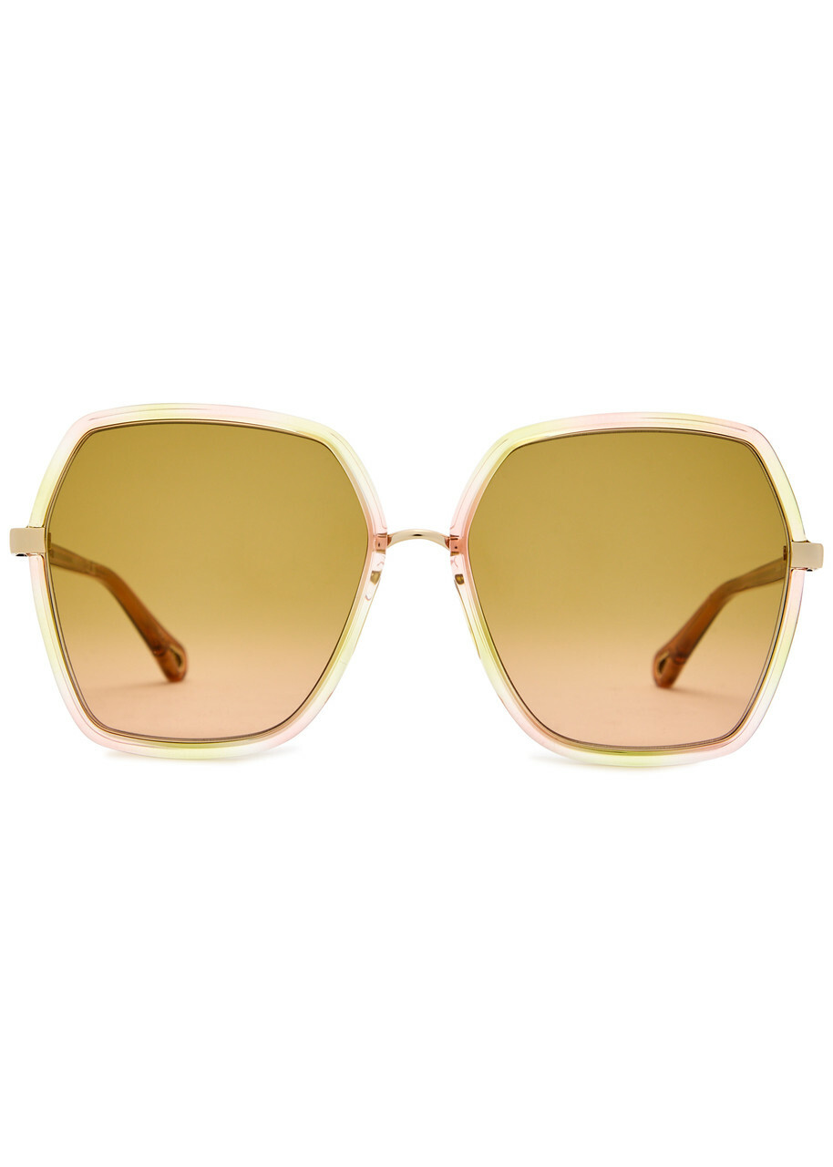 ● CHLOE ● サングラス Square Yellow Havana / Brown / 59mm Chloe Oversized Square-frame Sunglasses - Brown Havana - One