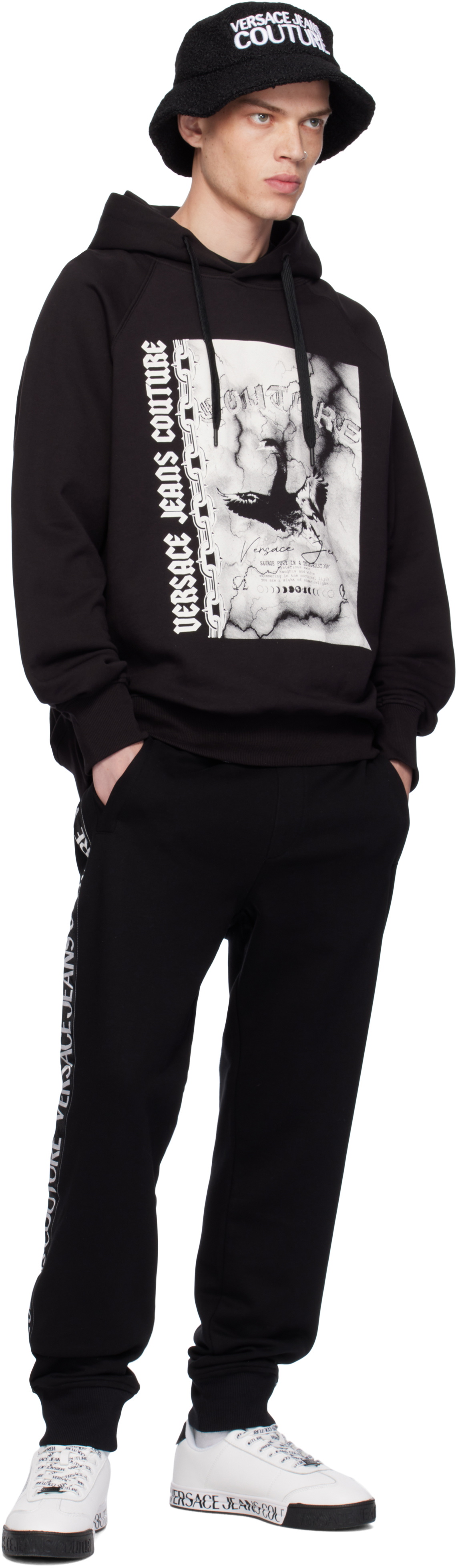 Versace Jeans Couture Black Logo Swan Hoodie