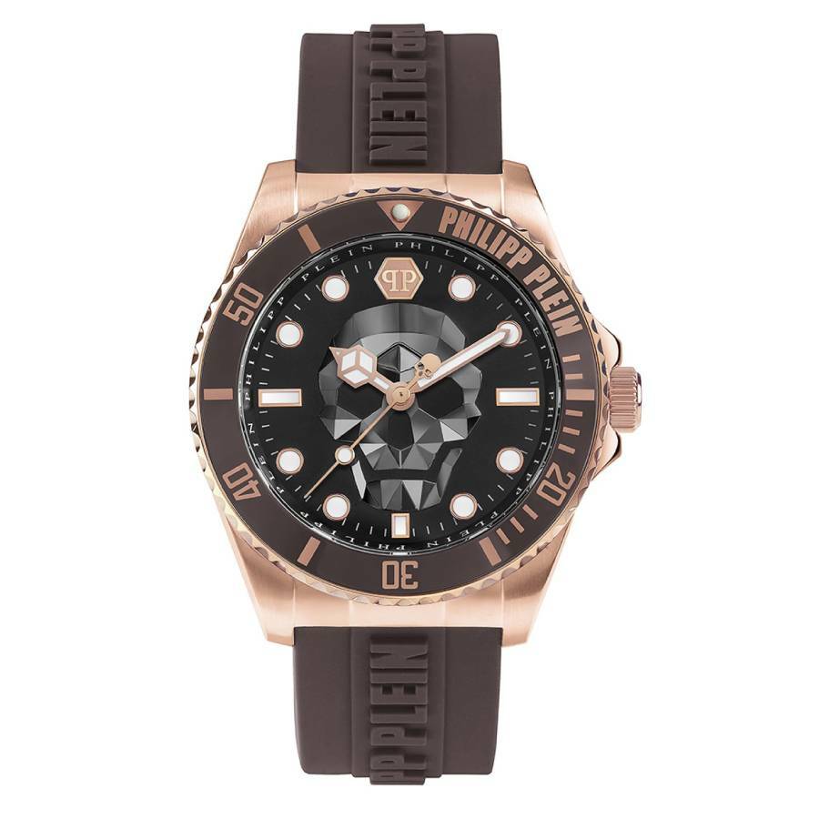 Philipp Plein The Skull Diver Quartz Black Dial Mens Watch PWOAA0322