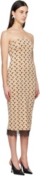 Marine Serre Beige Recycled Moon Jersey Bustier Midi Dress