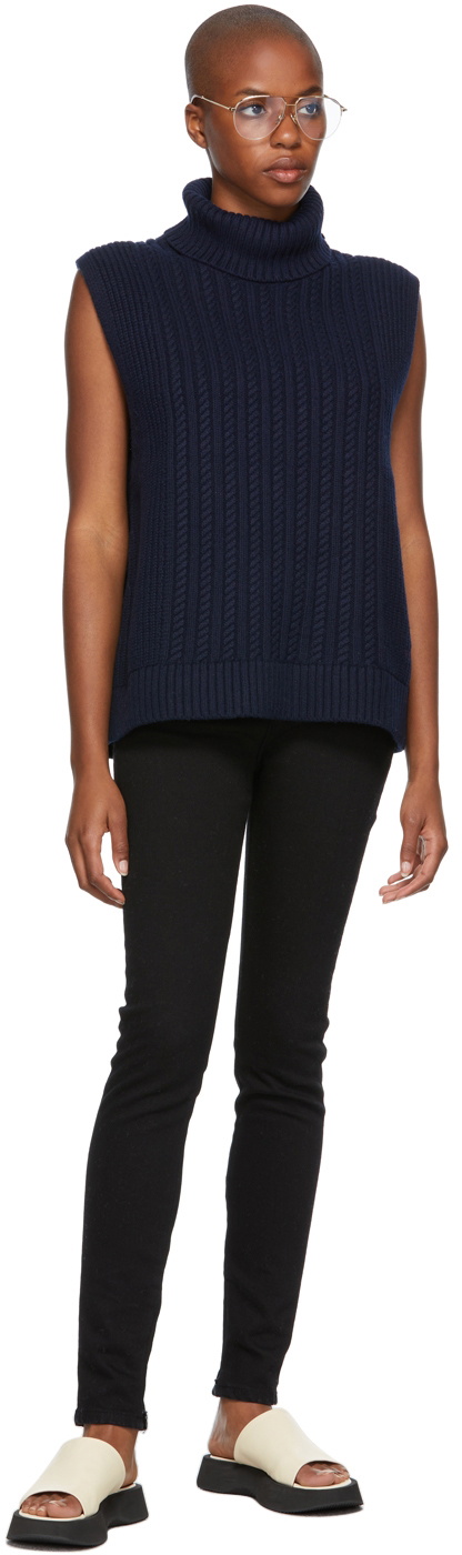 Navy sleeveless clearance turtleneck