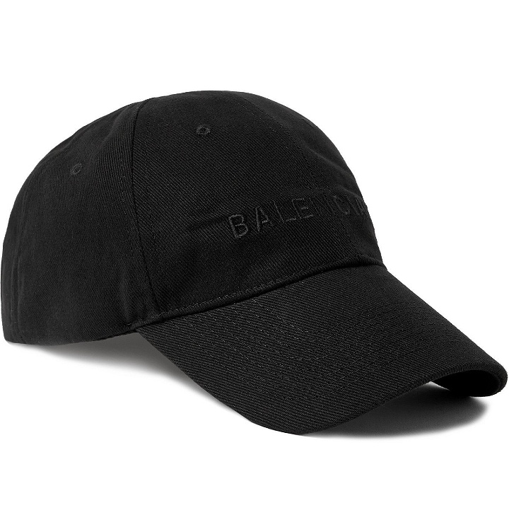 Photo: BALENCIAGA - Logo-Embroidered Cotton-Twill Baseball Cap - Black