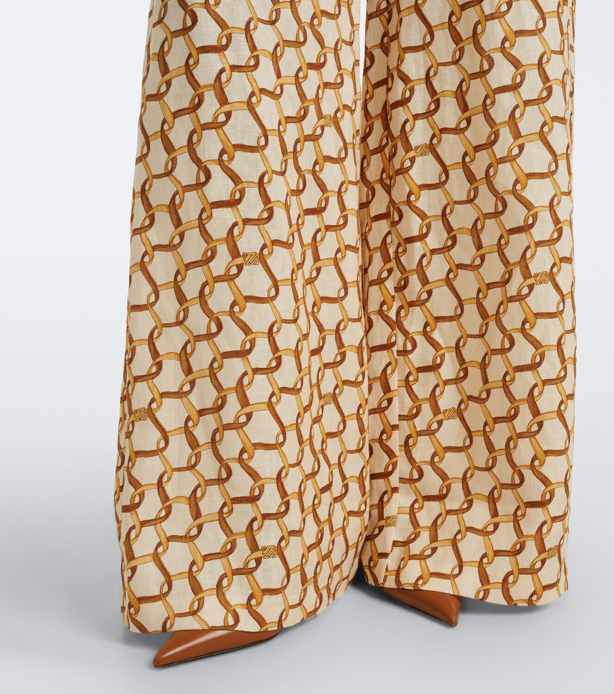 Zimmermann Belted printed linen wide-leg pants
