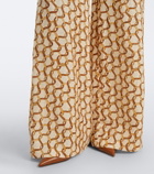 Zimmermann Belted printed linen wide-leg pants