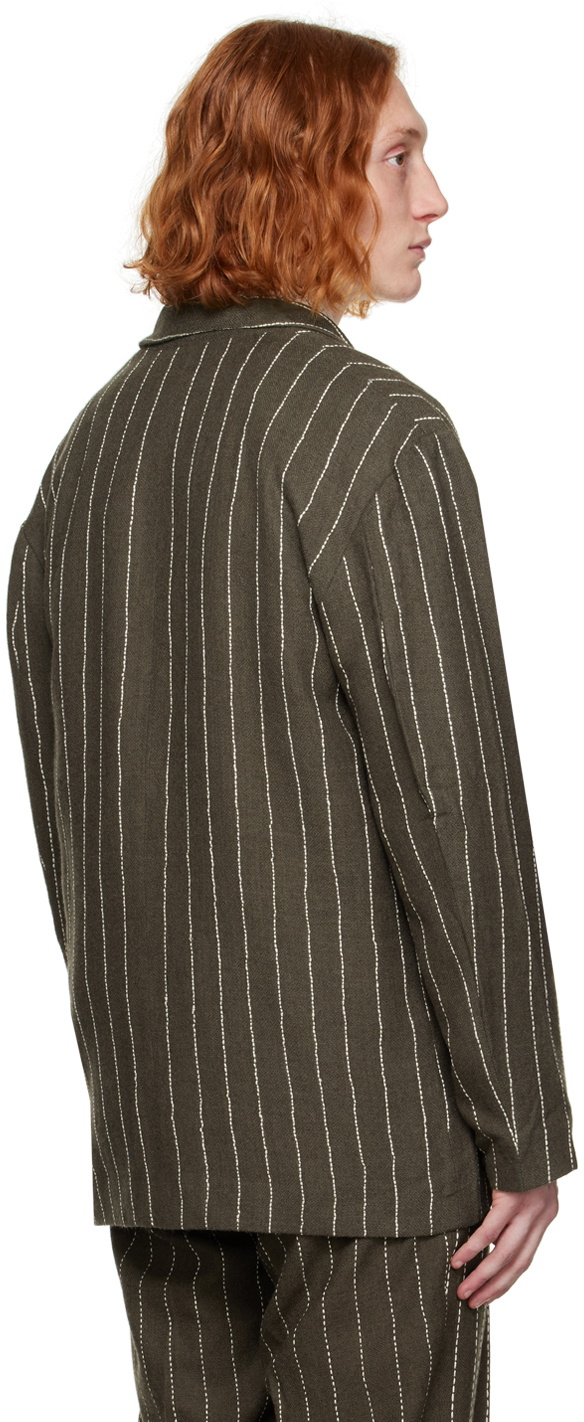 Karu Research Green Pinstripe Blazer