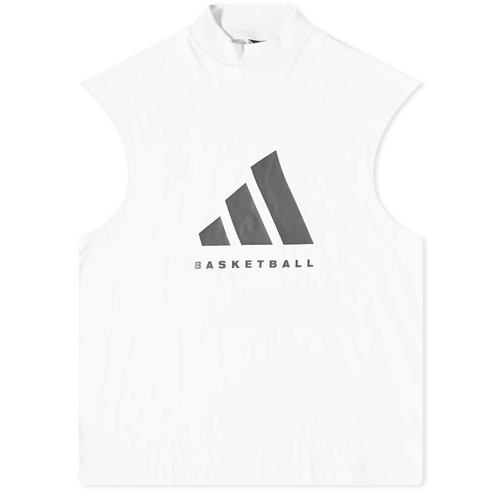 Photo: Adidas Men's Basketball Sleeveless Logo T-Shirt in Cloud White