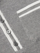Thom Browne - Slim-Fit Striped Pointelle-Knit Cotton Polo Shirt - Gray