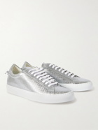Givenchy - Urban Street Logo-Embossed Metallic Leather Sneakers - Silver