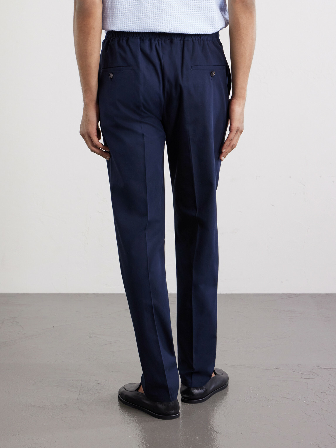 De Petrillo - Straight-Leg Pleated Cotton-Twill Trousers - Blue