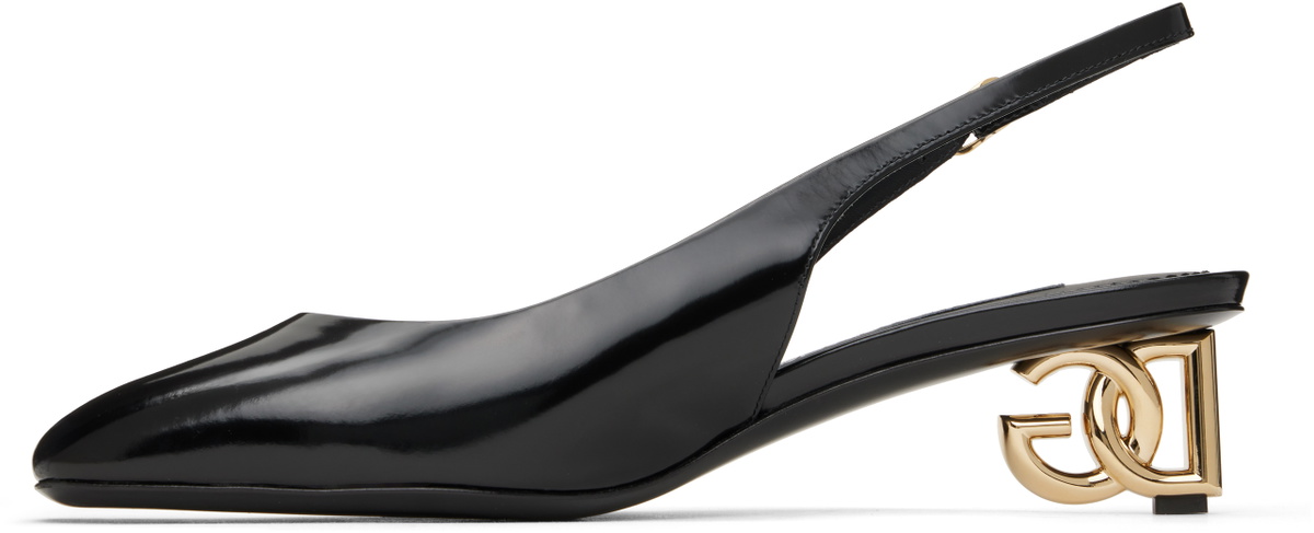Duchess Black Patent Leather Slingback Heel