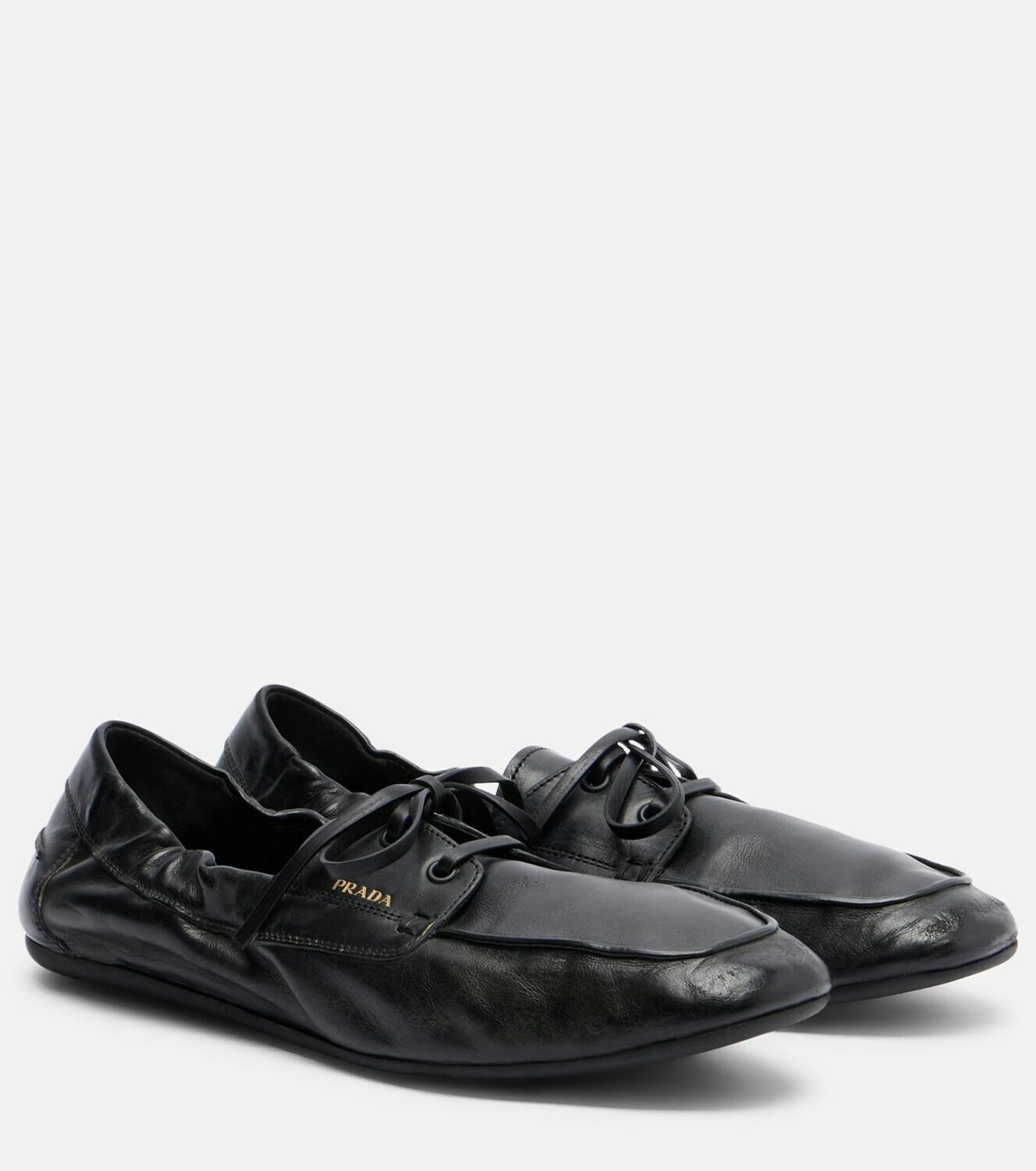 Prada Shuffle leather boat shoes