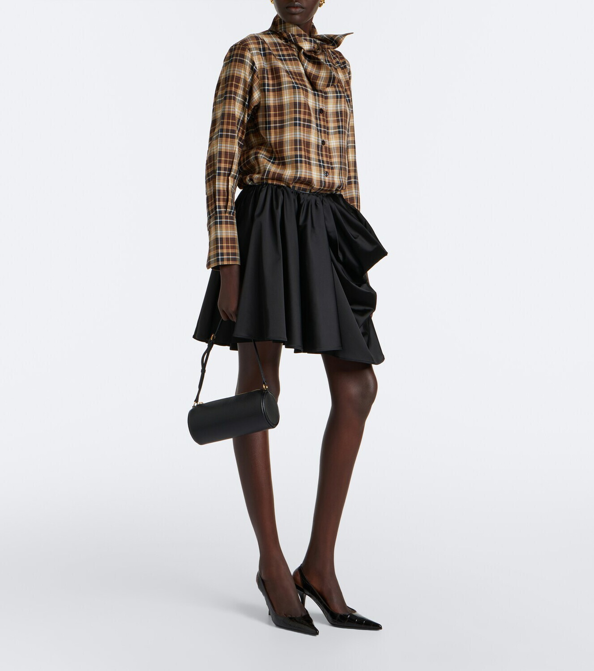 Patou Bow-detail checked cotton shirt