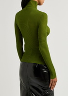 Petar Petrov Sweet Mystery Ribbed Knitted Silk top Green