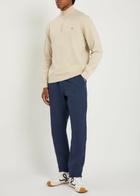 Gant Logo-embroidered Quarter-zip Cotton Jumper Beige