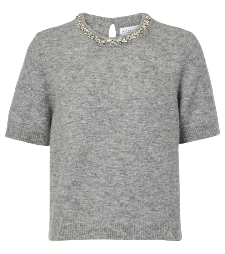 Photo: Velvet Layton embellished alpaca and wool-blend top