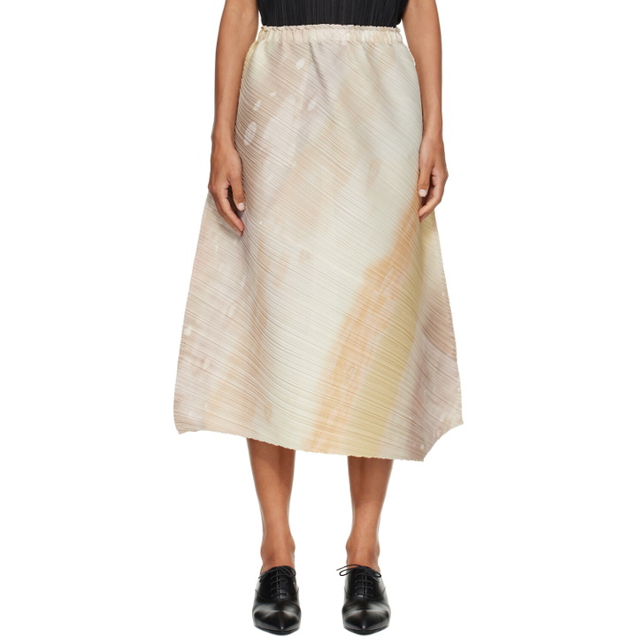 Photo: PLEATS PLEASE ISSEY MIYAKE Beige Sea Bubble Midi Skirt