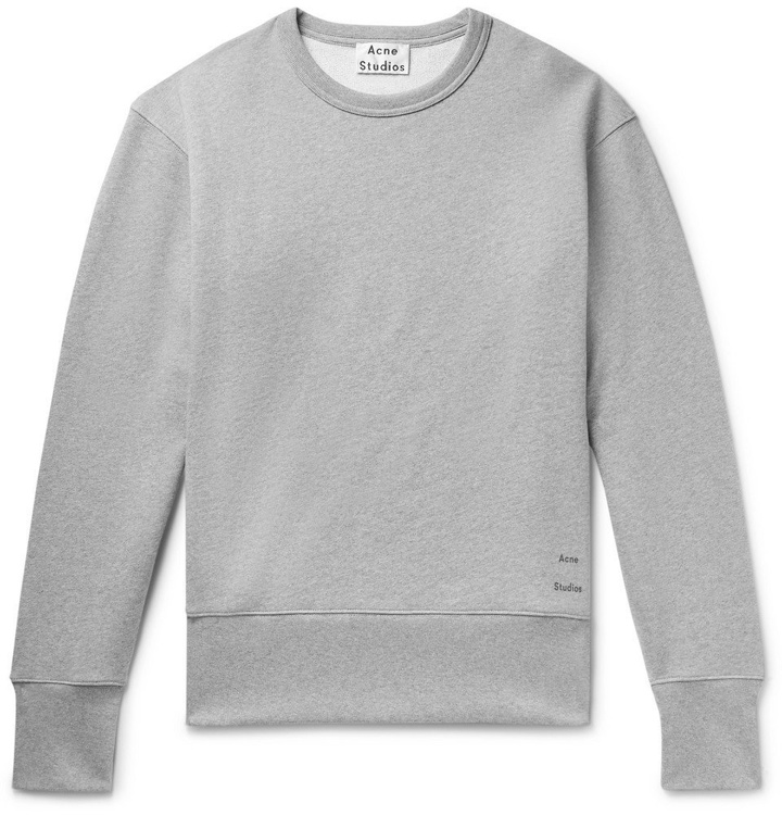 Photo: Acne Studios - Fayze Logo-Print Mélange Loopback Cotton-Jersey Sweatshirt - Men - Gray