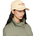 BALMAIN Beige Cotton 'Balmain Paris' Embroidery Cap
