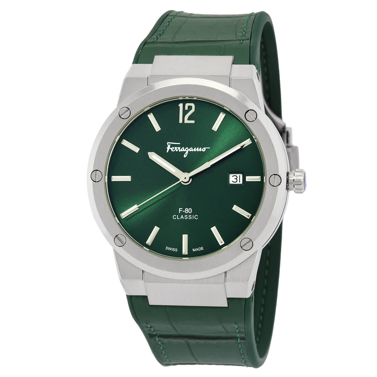 Ferragamo F-80 Classic Quartz Green Dial Mens Watch SFDT00119
