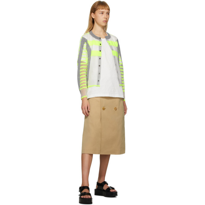 Junya Watanabe Grey and Yellow Stripe Cardigan Junya Watanabe